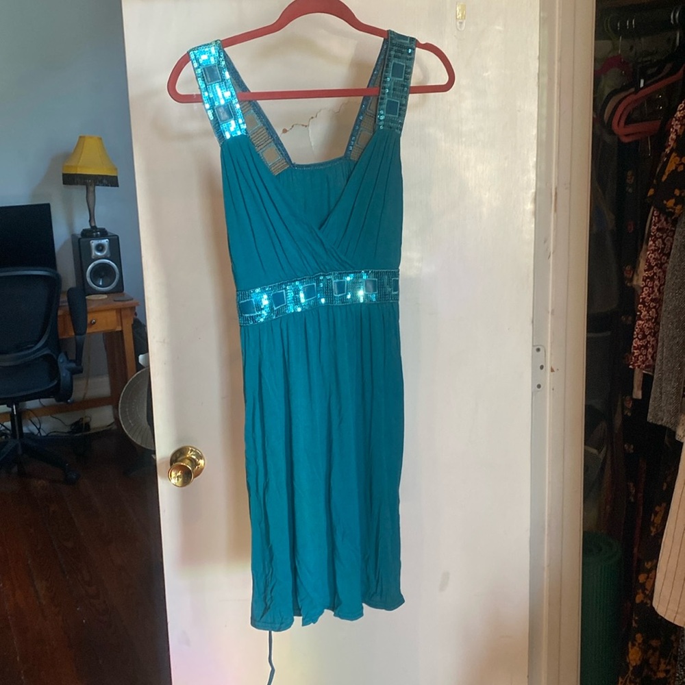Turquoise sequin dress